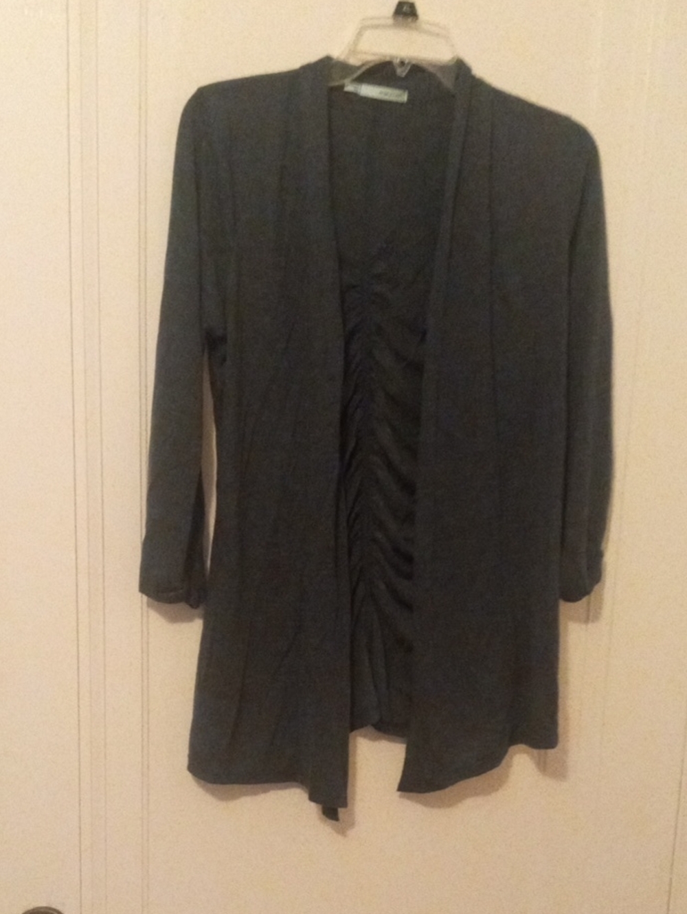 Women's Dark Gray Open-Front Cardigan Sweater, light weight, med